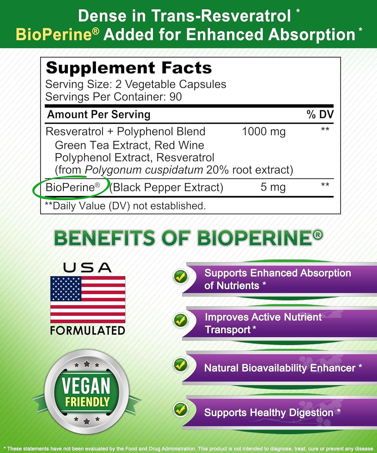 Suplemento Resveratrol natural con extracto de vino tinto