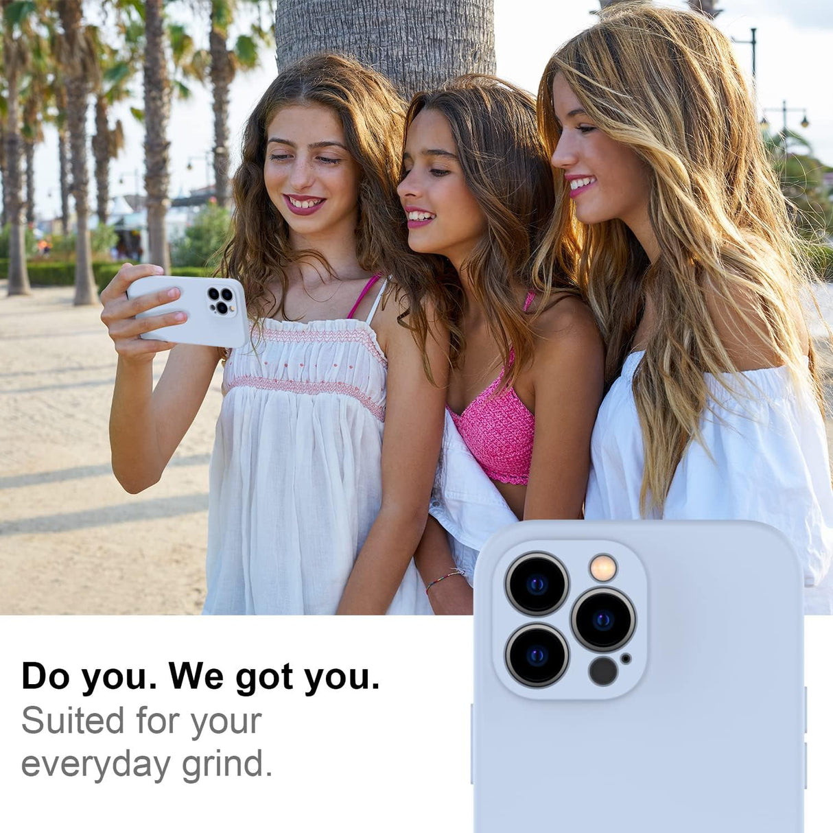 DEENAKIN Funda para iPhone 13 Pro Max con protector de pantalla, cubierta de goma de gel de silicona líquida suave y duradera para iPhone 13 Pro Max de 6.7 pulgadas, color azul claro