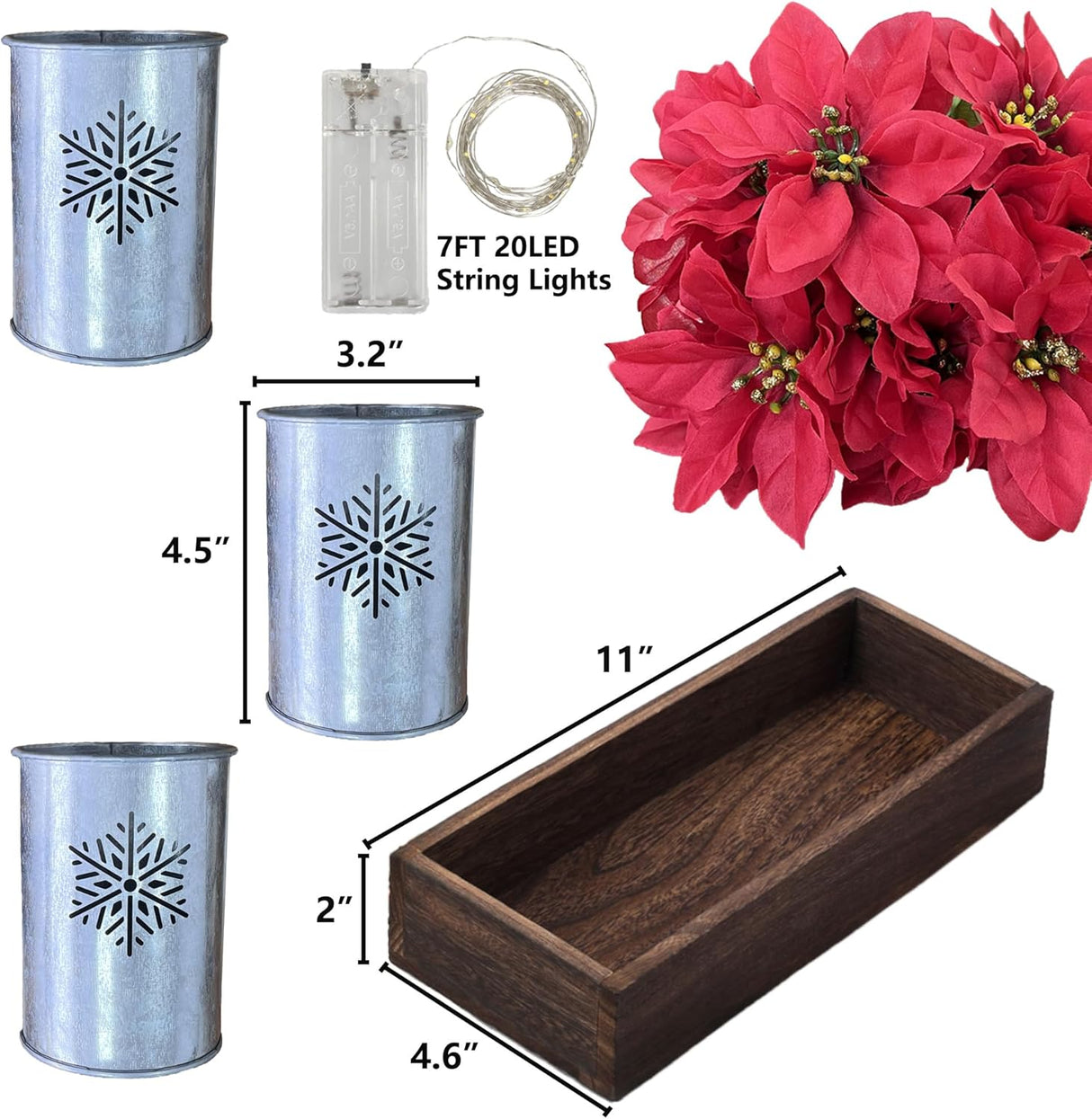 Flores Artificiales de Poinsettia, Decoración LED, Modelo 2023