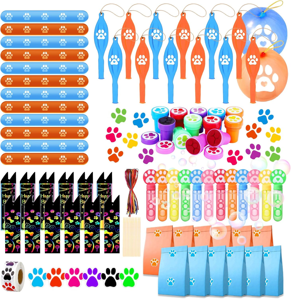 Favor de Fiesta de Huellas de Perro para Niños, Set de 97PCS