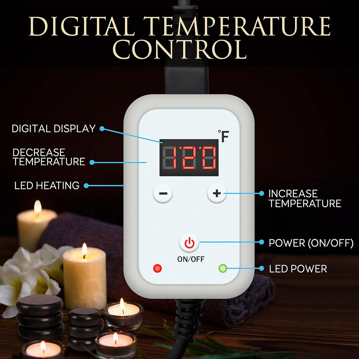 Juego de calentador de piedra de masaje portátil SereneLife