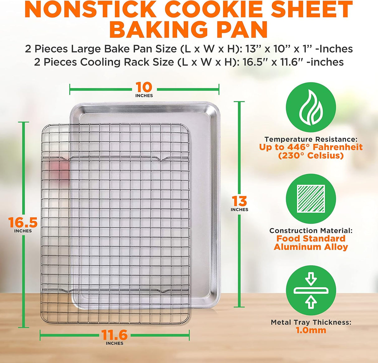 Bandeja antiadherentes para hornear NUTRICHEF NCSS2CR2