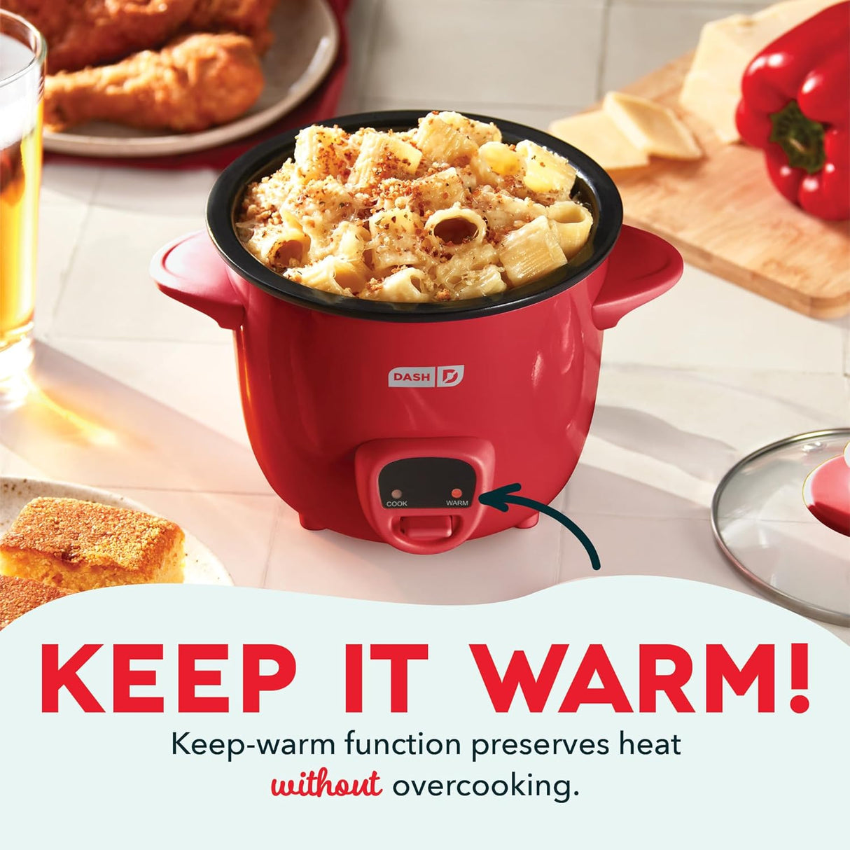 Olla Arrocera Mini DASH, 1/2 Quart, Antiadherente, Función Calor