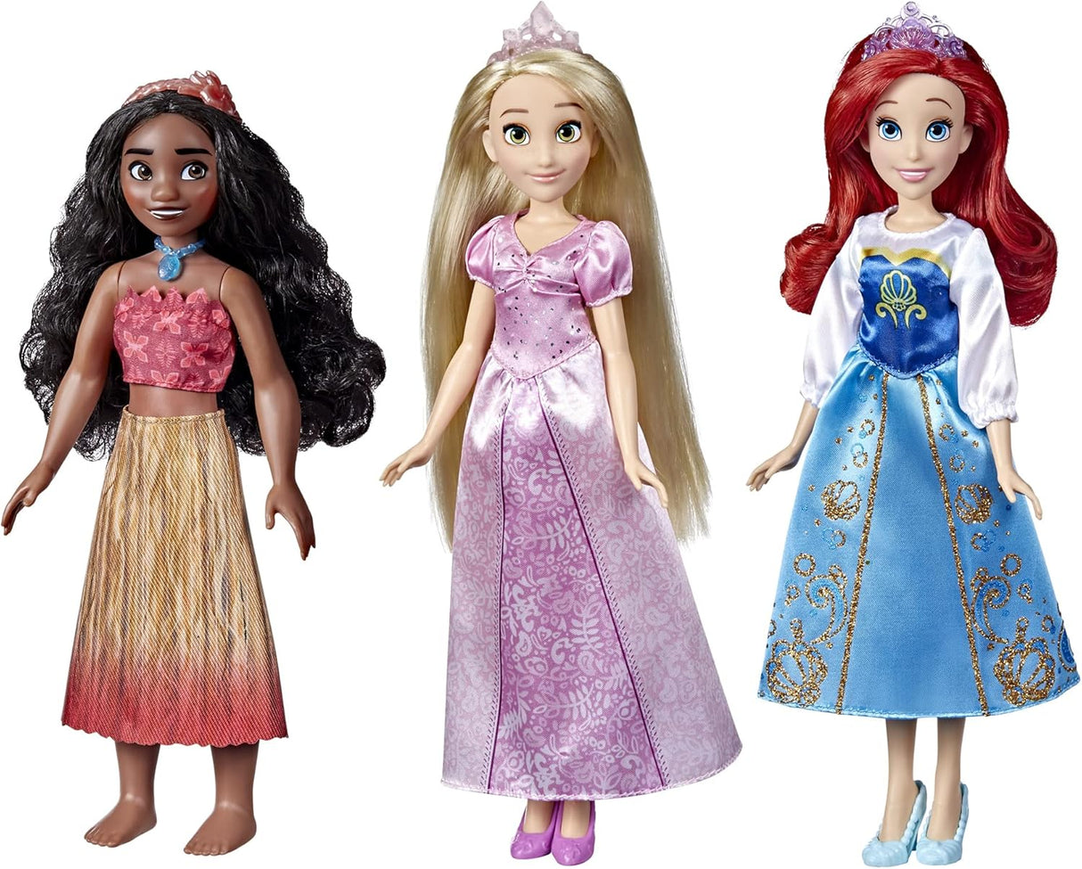 Muñecas Disney Princesas, 3-Pack Ariel, Moana y Rapunzel
