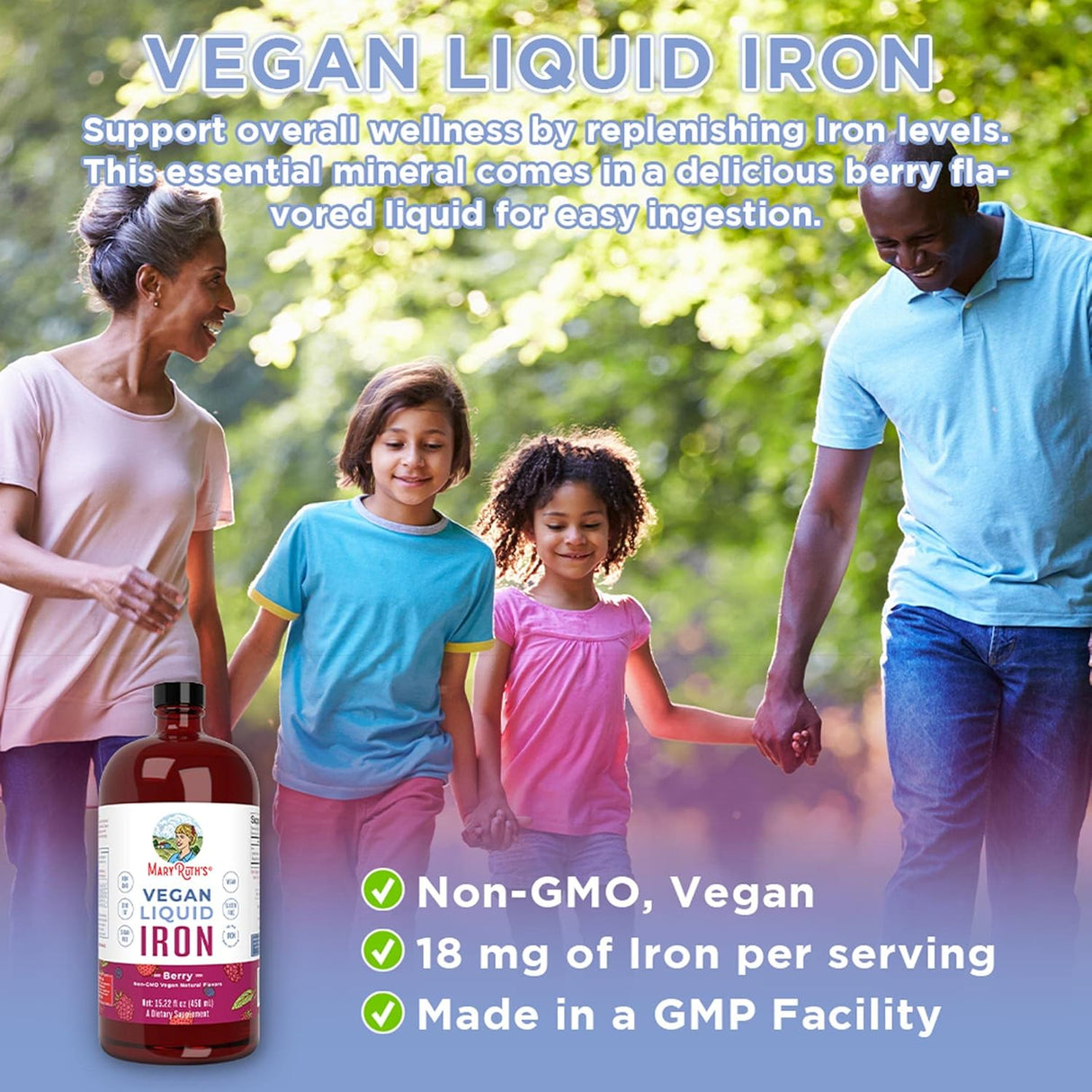 Suplemento de hierro sin gluten vegano 15.22 onzas líquidas