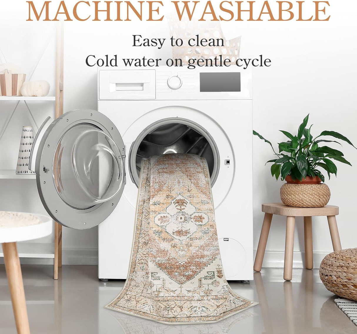 Tapete bohemio a máquina de 5 x 7 pies para sala Lahome