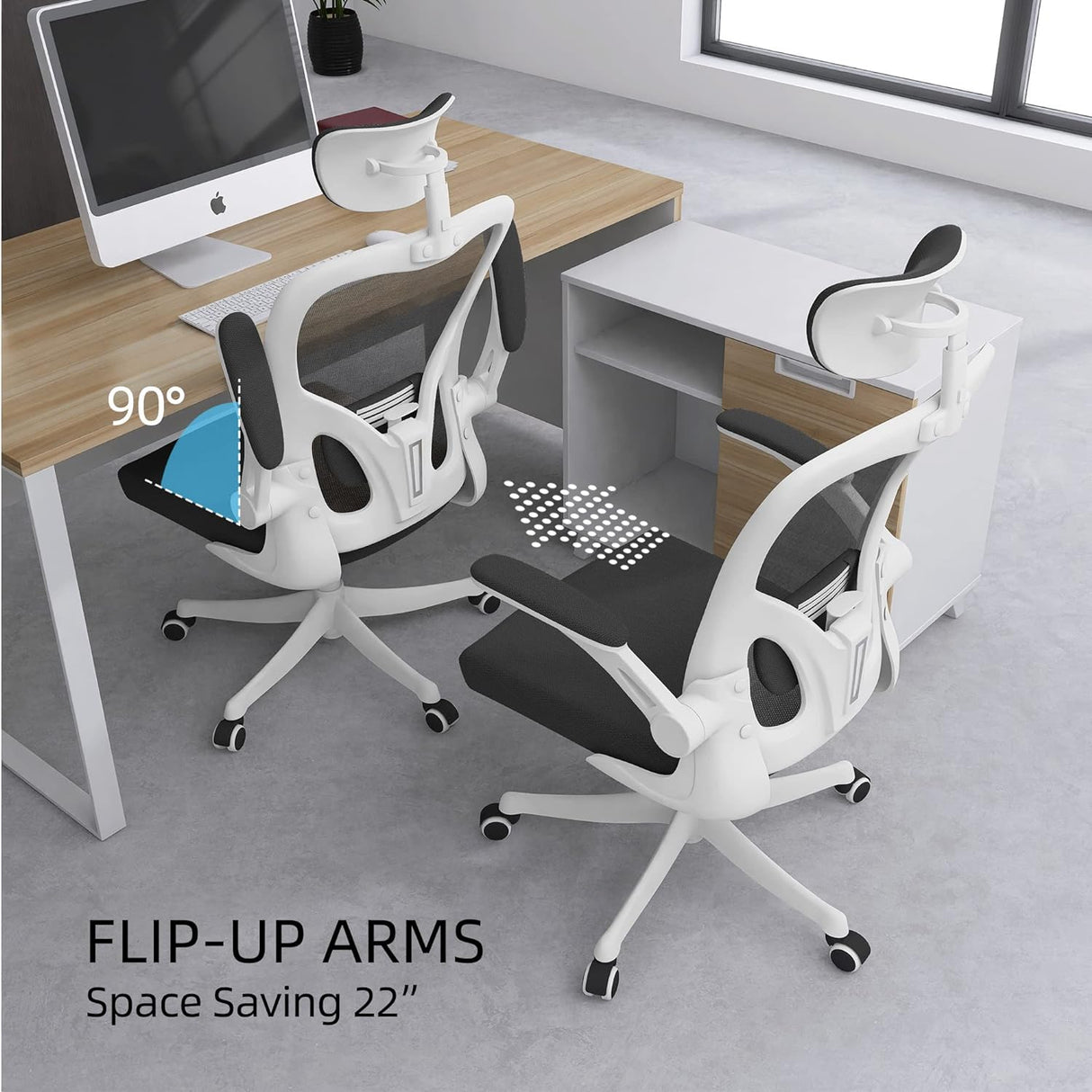 Oficina Silla Ergonómica con Soporte Lumbar y Reposacabezas 3D