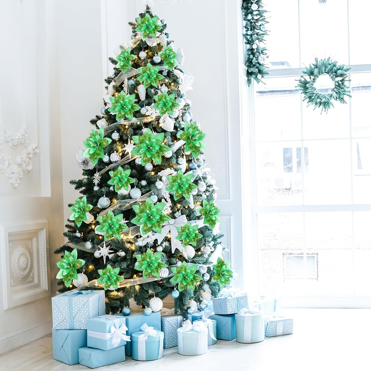 Flores Poinsettia Artificiales 36 Pcs - Decoraciones Navideñas