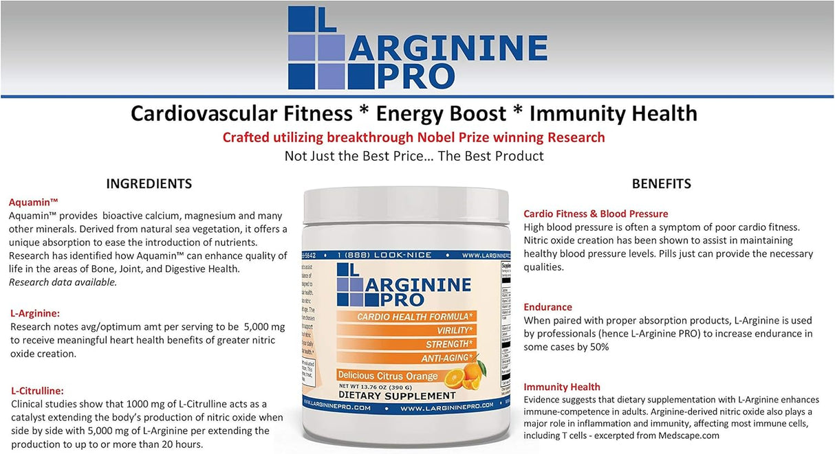 Suplemento de L-arginina 5,500 mg de L-arginina Plus