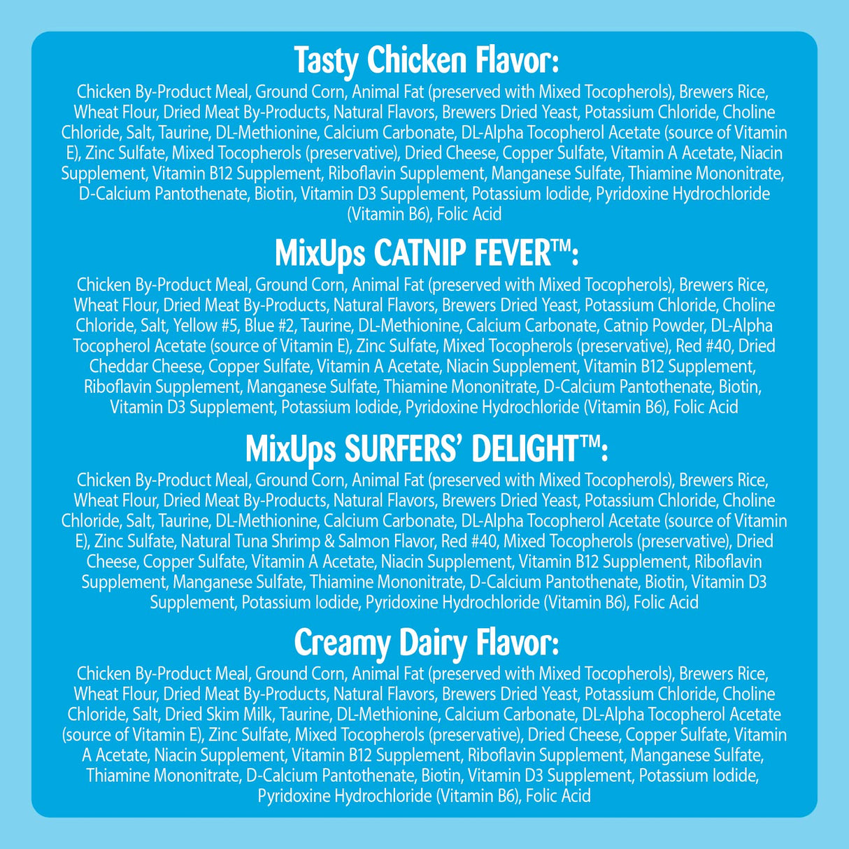 Paquete surtido de golosinas para gatos, 4 bolsas de 6.3 oz