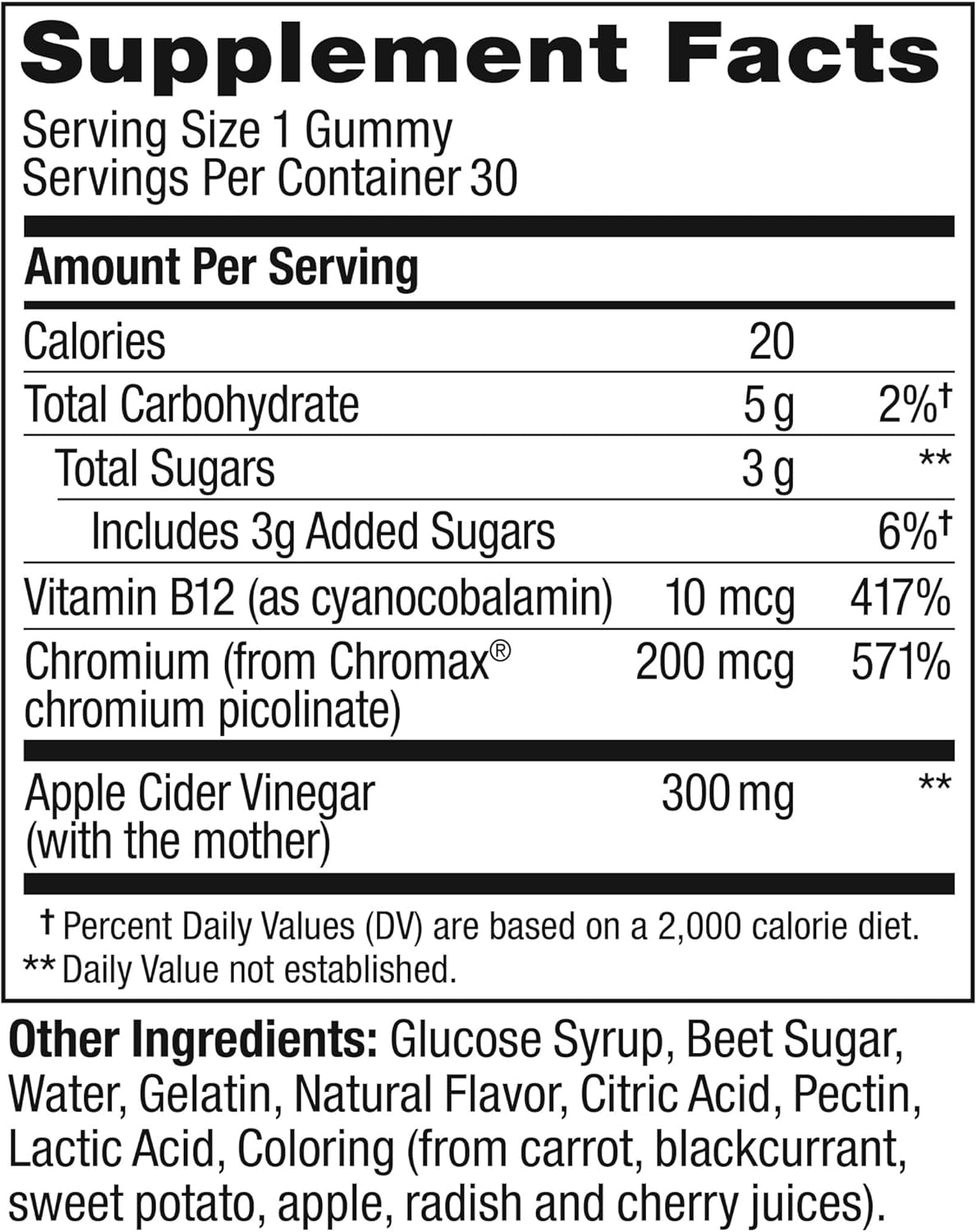 OLLY Suplementos de gomitas para el metabolismo vinagre sidra