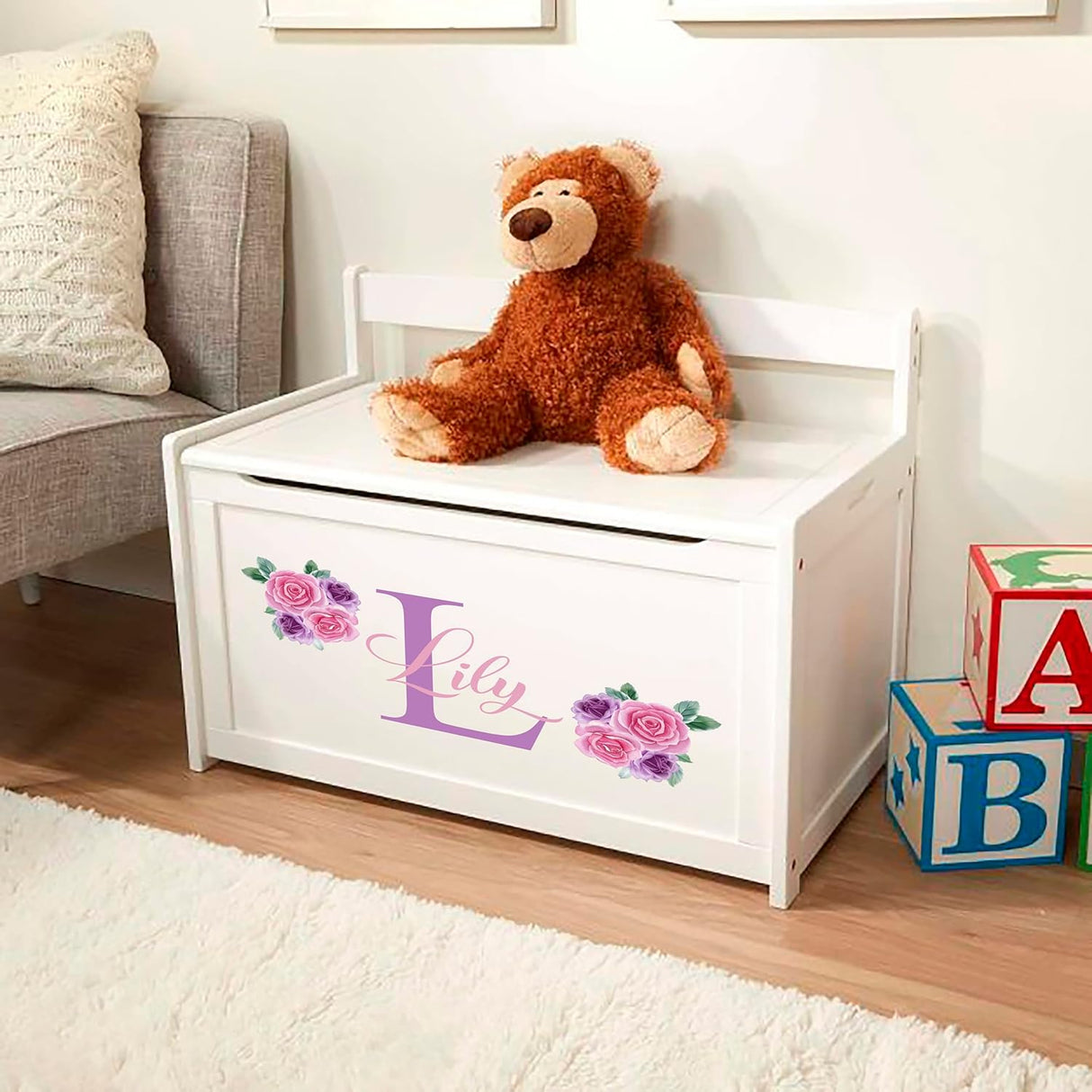 Vinilo Decorativo Nombre con Rosas - Personalizado para Niñas