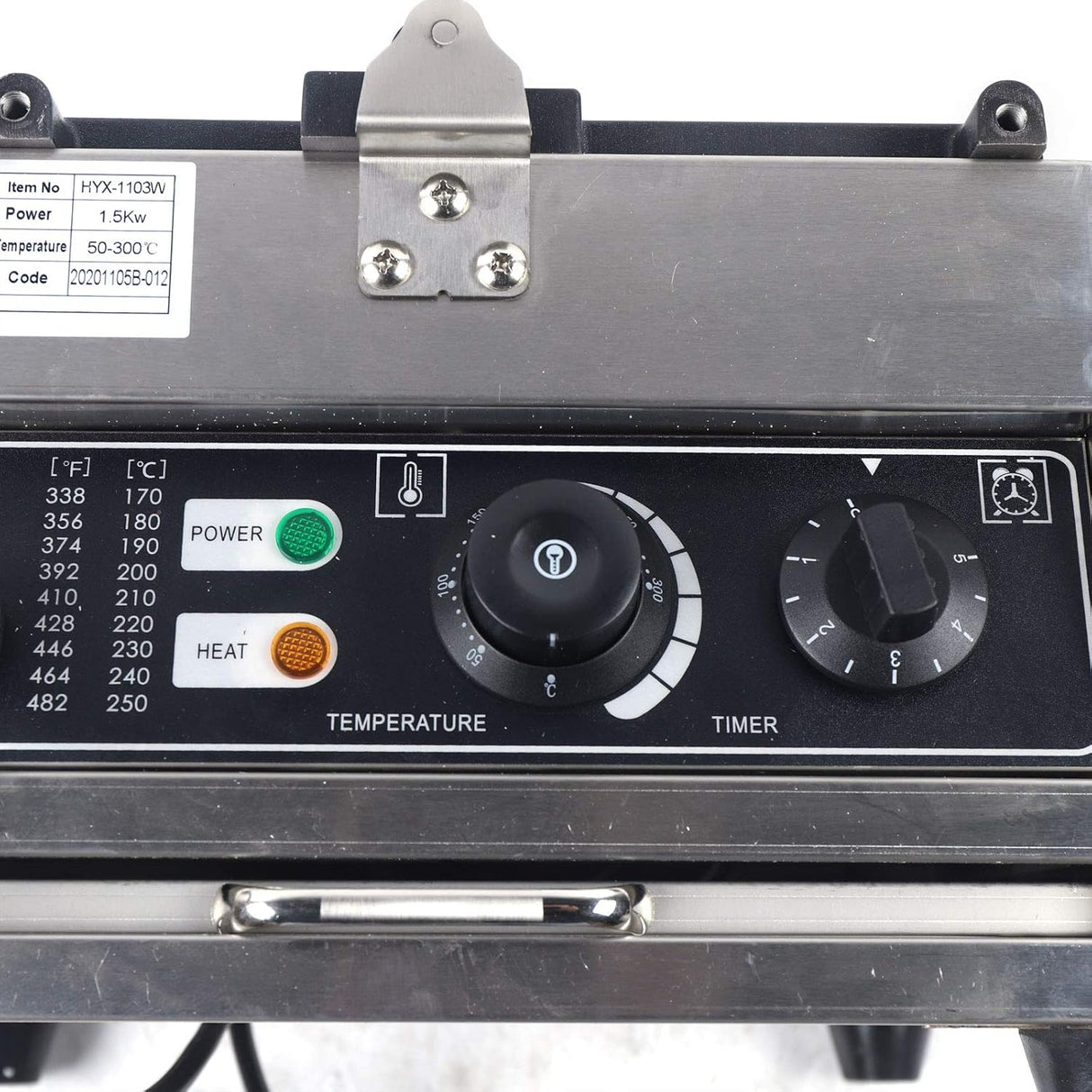 Máquina de Waffles Eléctrica 1500W, Honeycomb, 110V