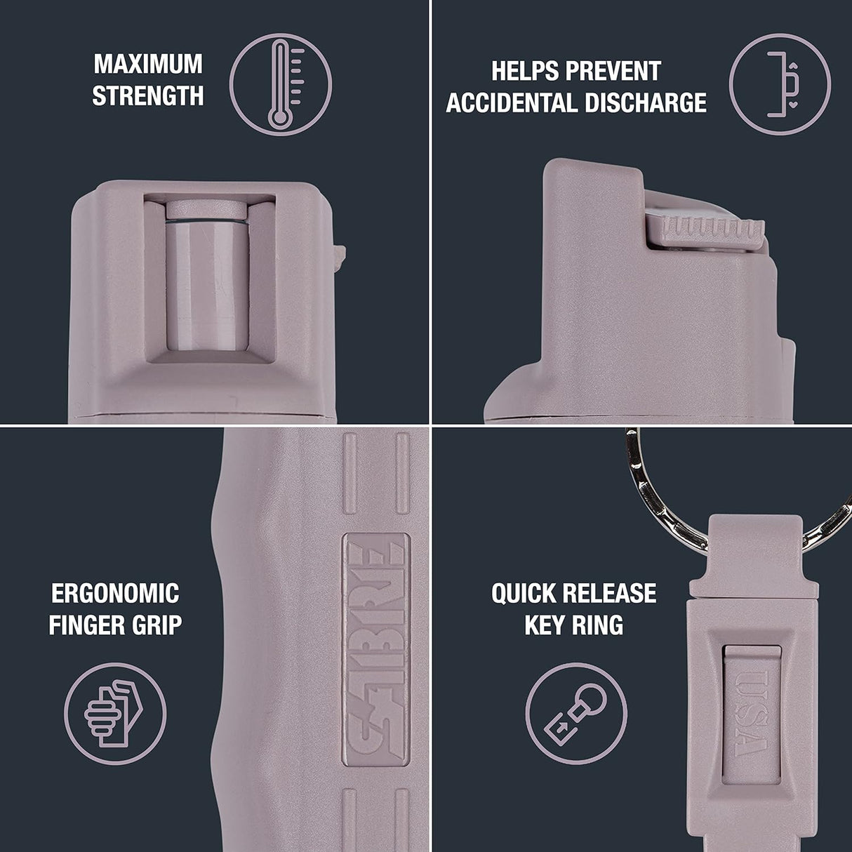 Espray de defensa 3 en 1 con llavero y agarre de dedo