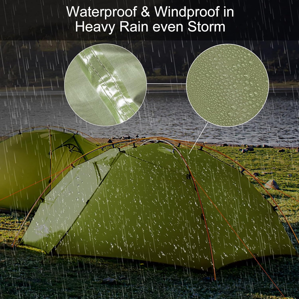 Tienda de campaña 2 personas Night Cat, impermeable, liviana, 7x4.4ft