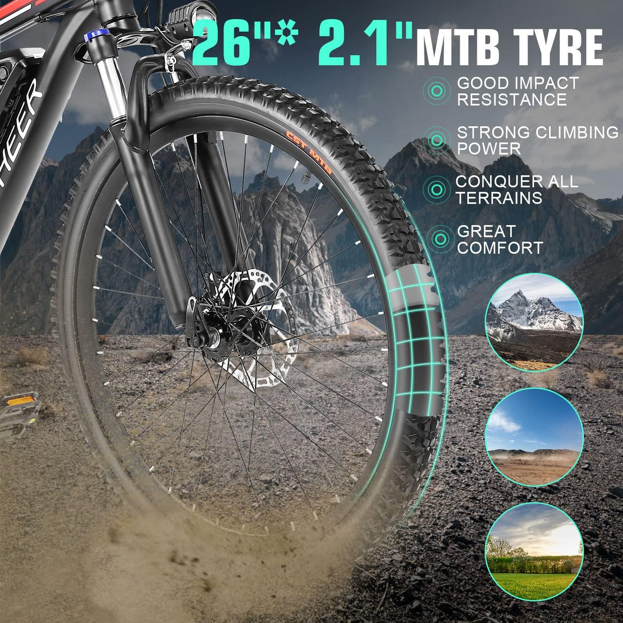 Bicicleta eléctrica ANCCHER 500W, 750W, batería 48V, 55 millas