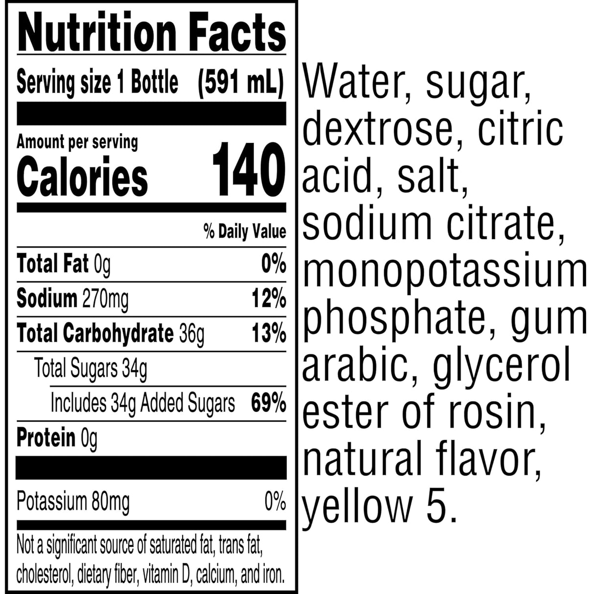 Bebida deportiva Gatorade Natural, Limón Lima, 20 Fl Oz, 8 Pack