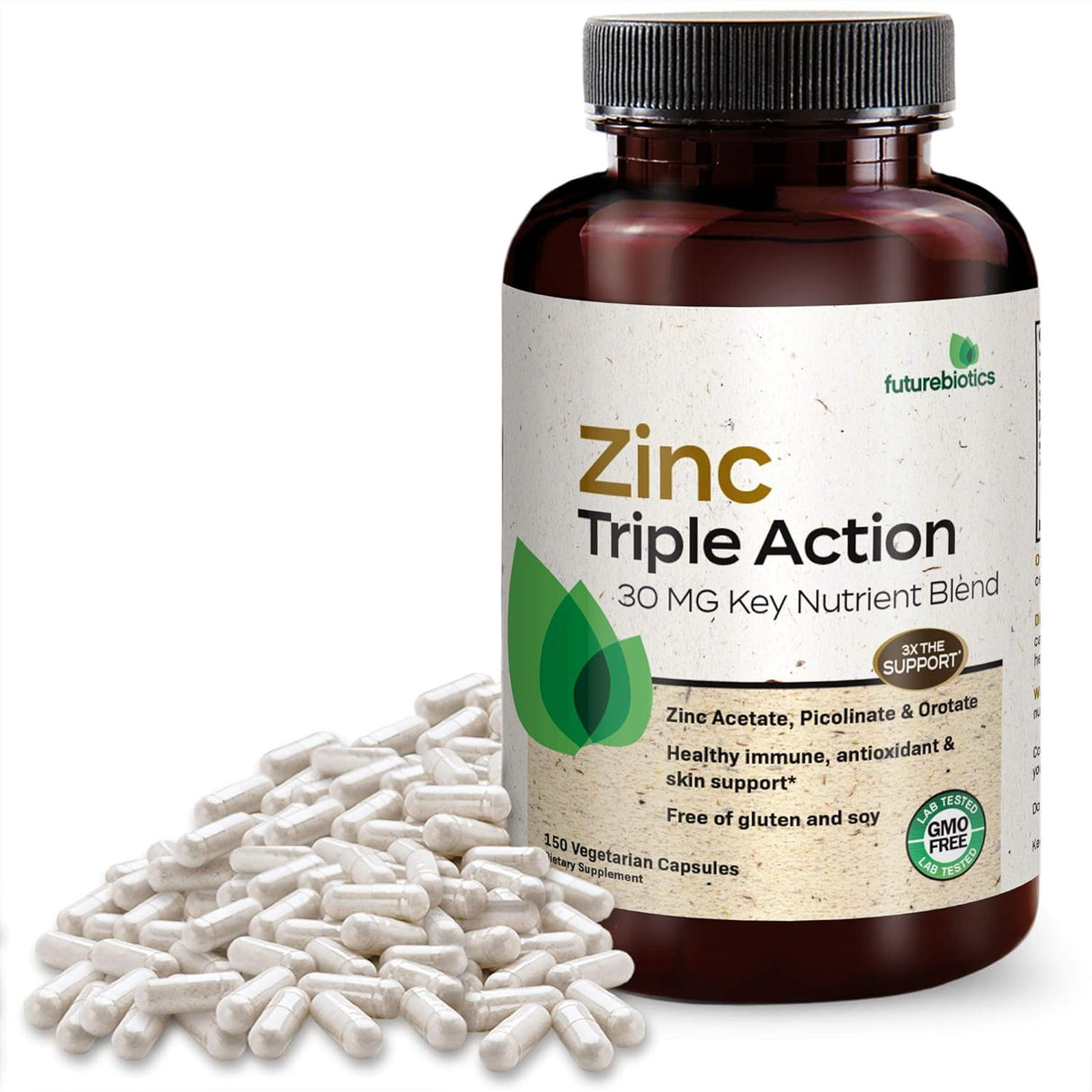Suplemento Zinc Triple Action 30mg apoyo inmunológico 150u