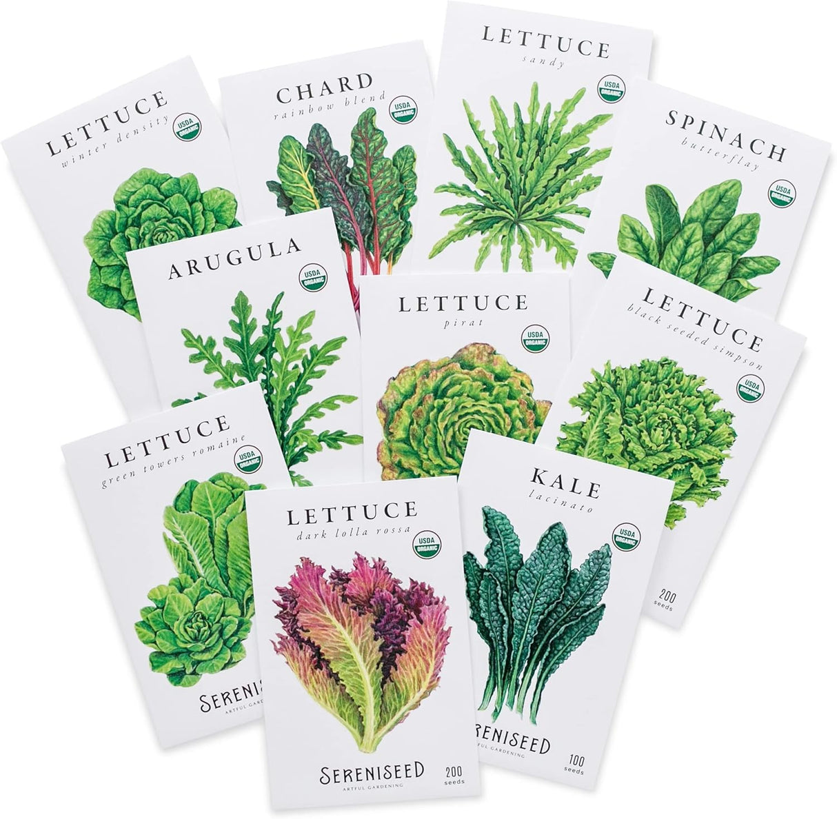 Colección de Semillas de Lechuga Sereniseed Orgánicas 10Pack