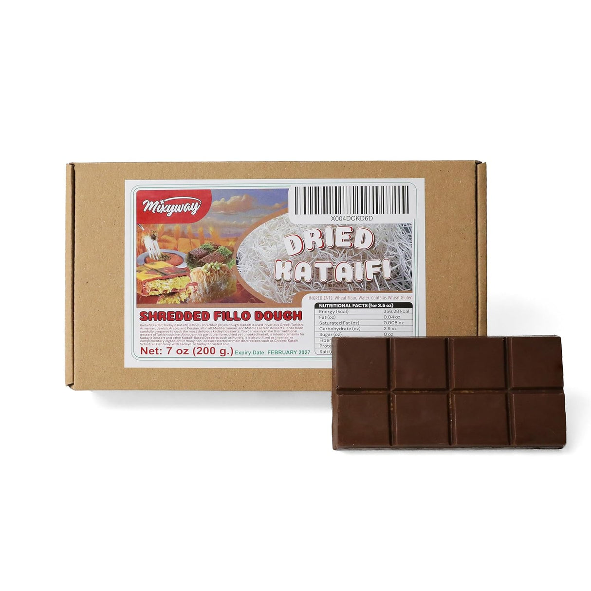 Kataifi Masa Filo 200g para Dulce Knafeh Dubai, Caja Cardboard