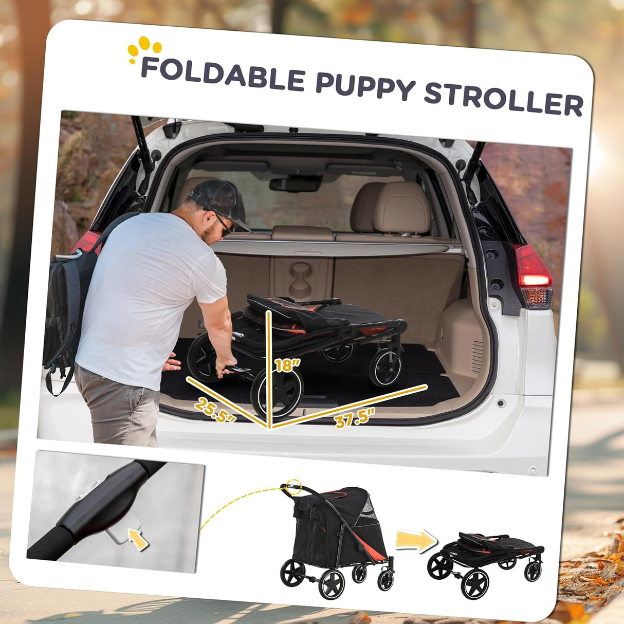 Carrito para perros PawHut, hasta 30 kg, plegable, con ruedas