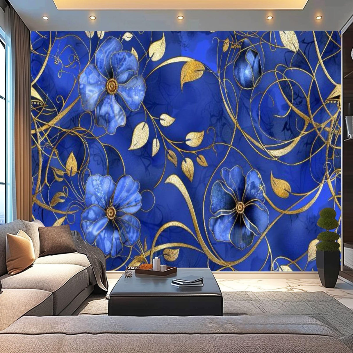 Mural Pared 3D Floral Decadente, Autoadhesivo 100x144in