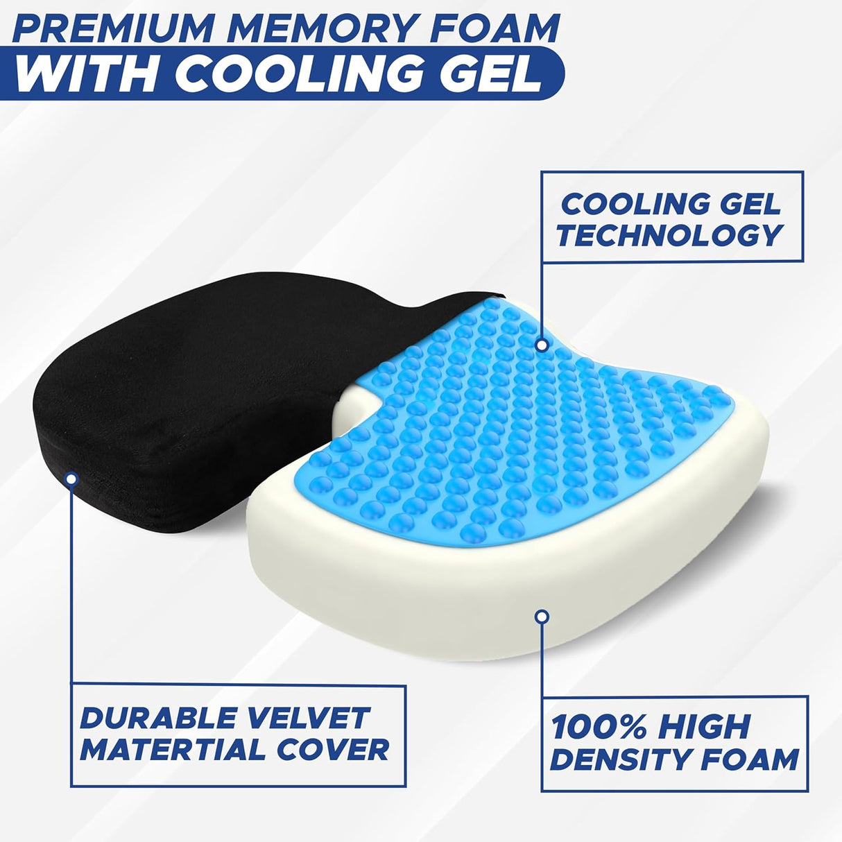 Cojín de Espuma EcoNour para Dolor de Espalda y Cola