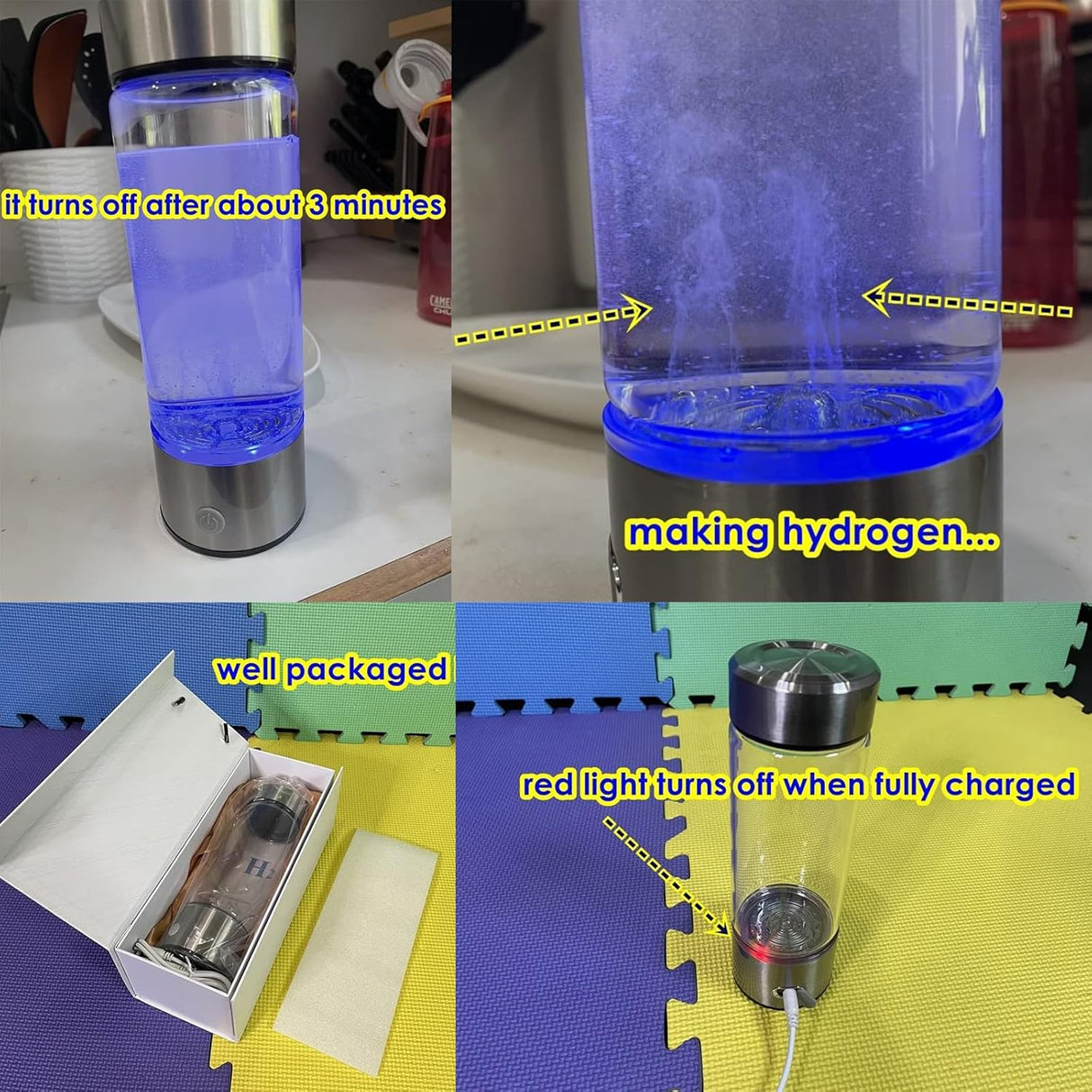 Botella de Agua de Hidrógeno, Generador Portátil, SPE/PEM.