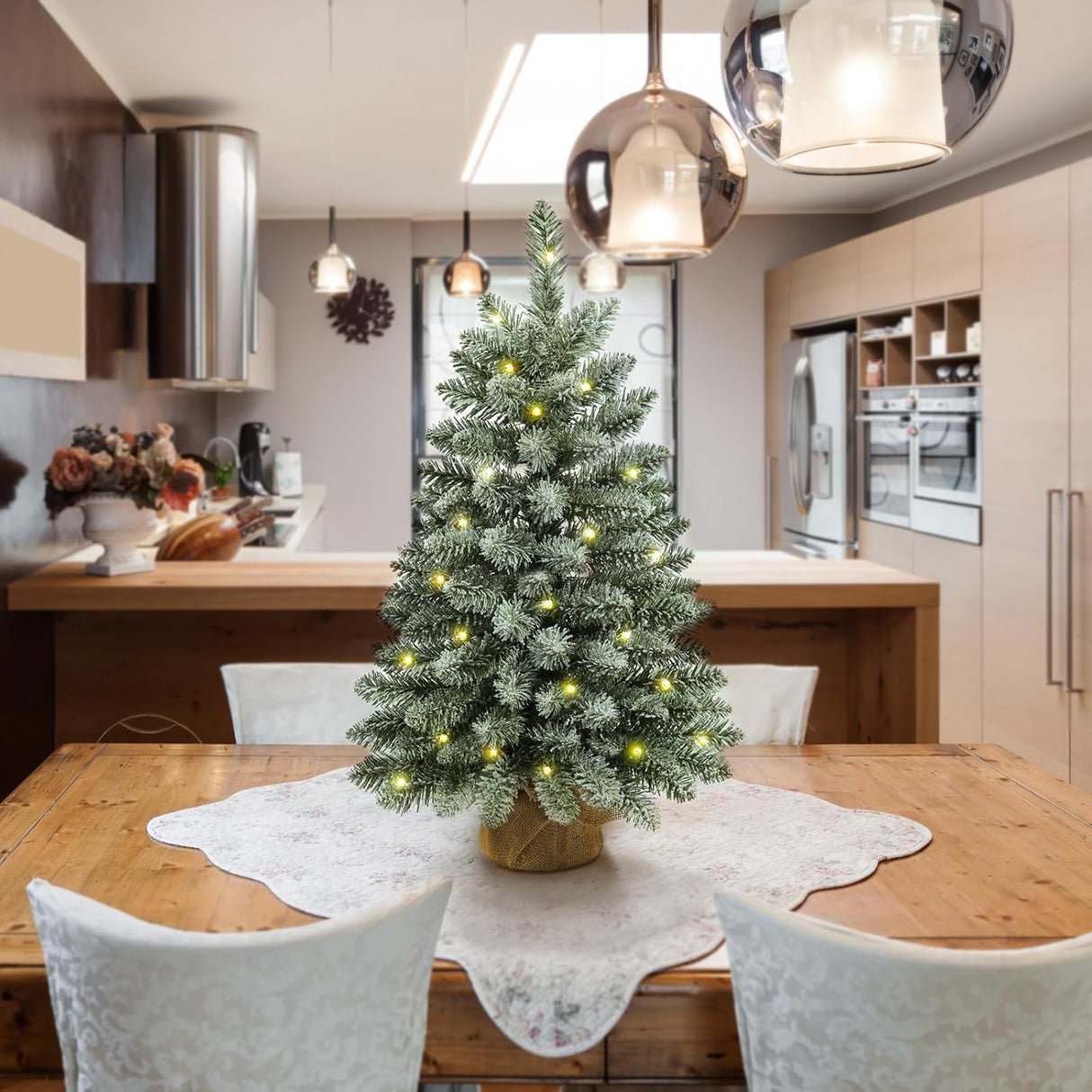 Árboles de Navidad Miniatura Decorados con Luces LED F5