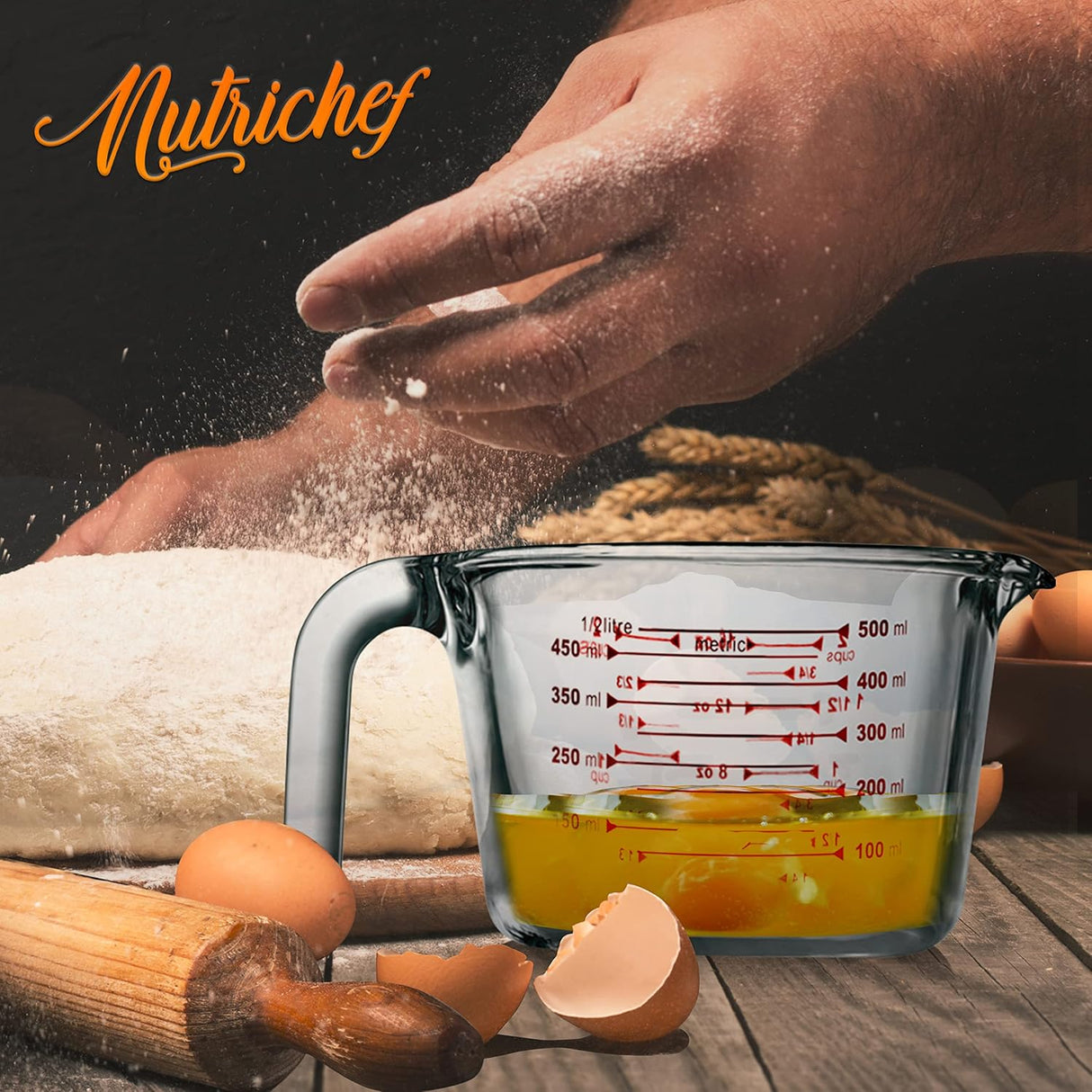 Vasos y Jarras Medidoras de vidrio NutriChef NCGLMES50