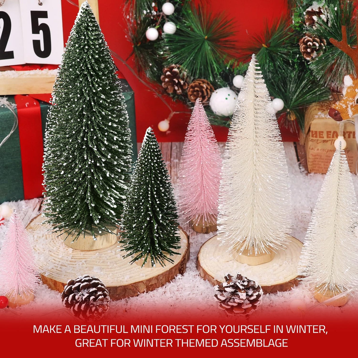 Mini Árboles de Navidad Artificiales, Decoración, 6 Piezas