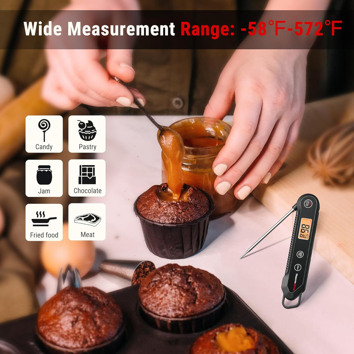 Termómetro Digital Instantáneo ThermoPro, Impermeable, Modelo TP-01