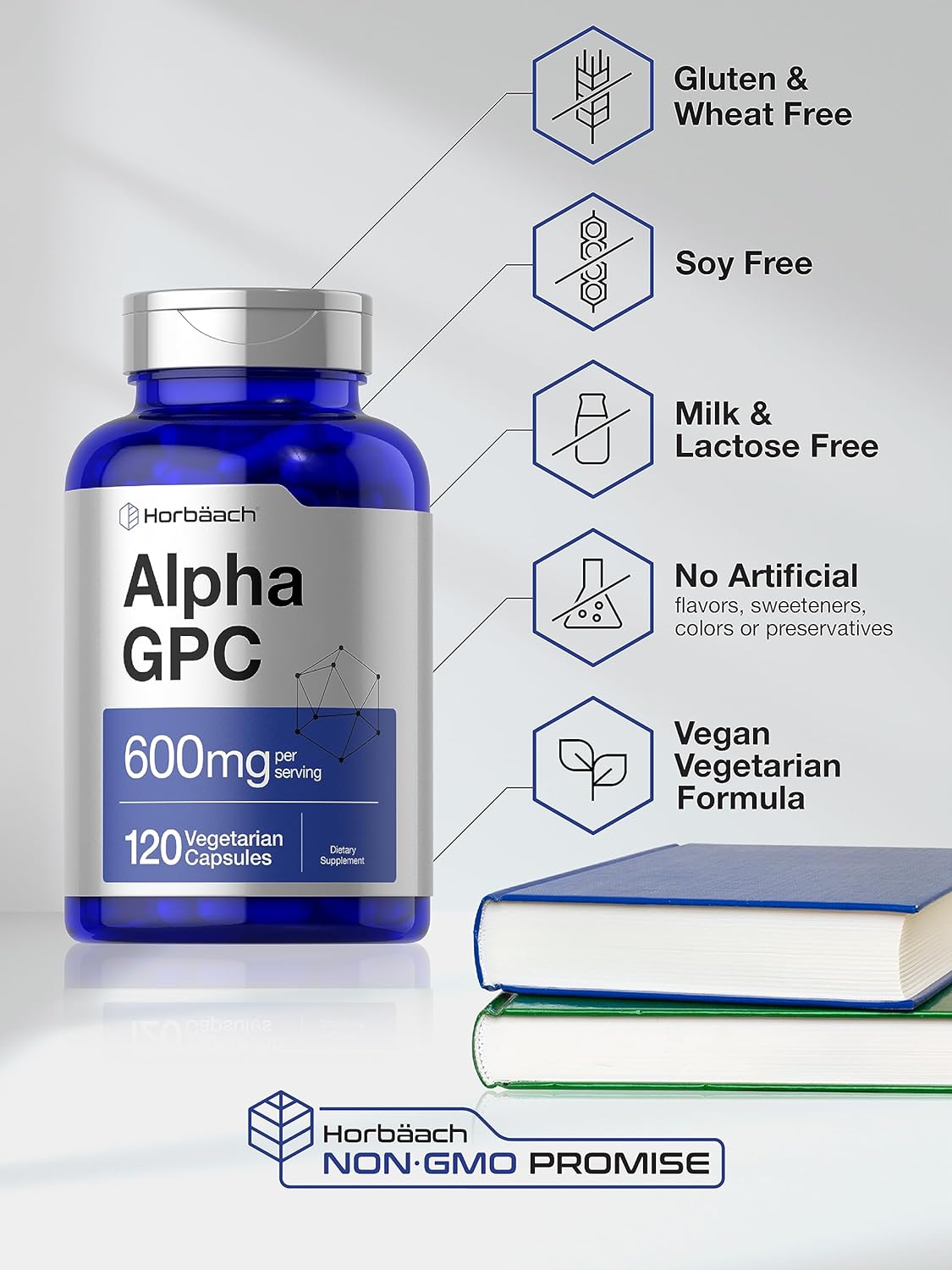 Suplemento de Colina Alpha GPC 600mg | Vegetariano y sin gluten