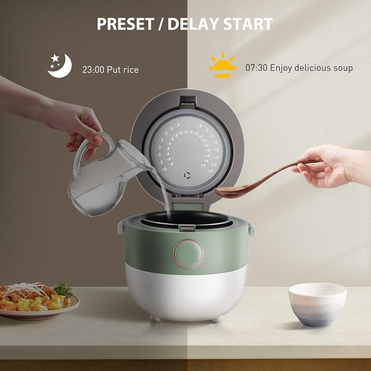 Olla arrocera Bear 3 tazas, 3D, lógica difusa, 1.6L