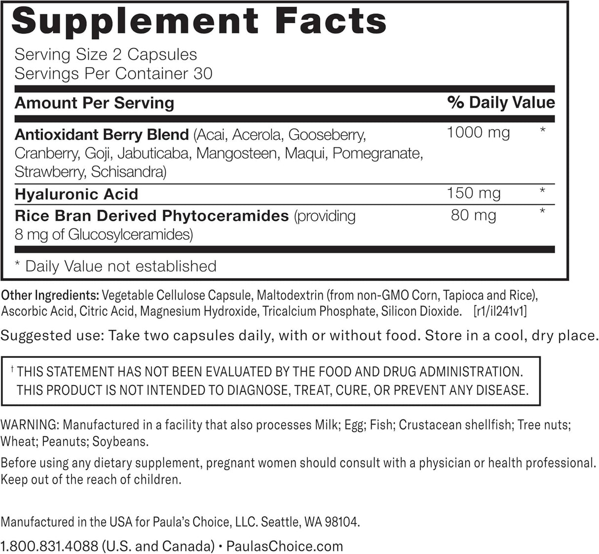 Suplemento dietético de ácido hialurónico ceramida