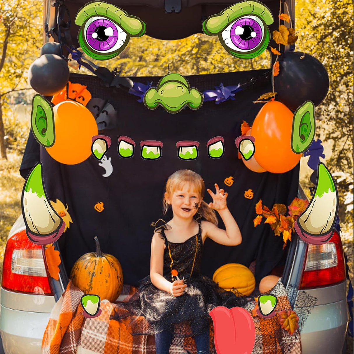 Kit de Decoraciones Halloween para Auto, Monstruo con Ojos Grandes