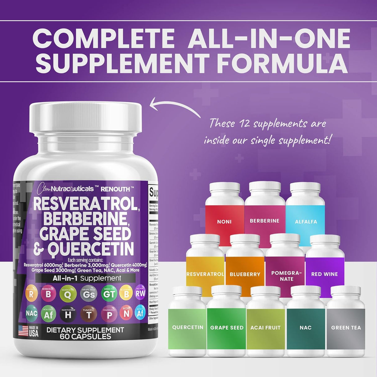 Suplemento Resveratrol 6000 mg Berberina 3000 mg