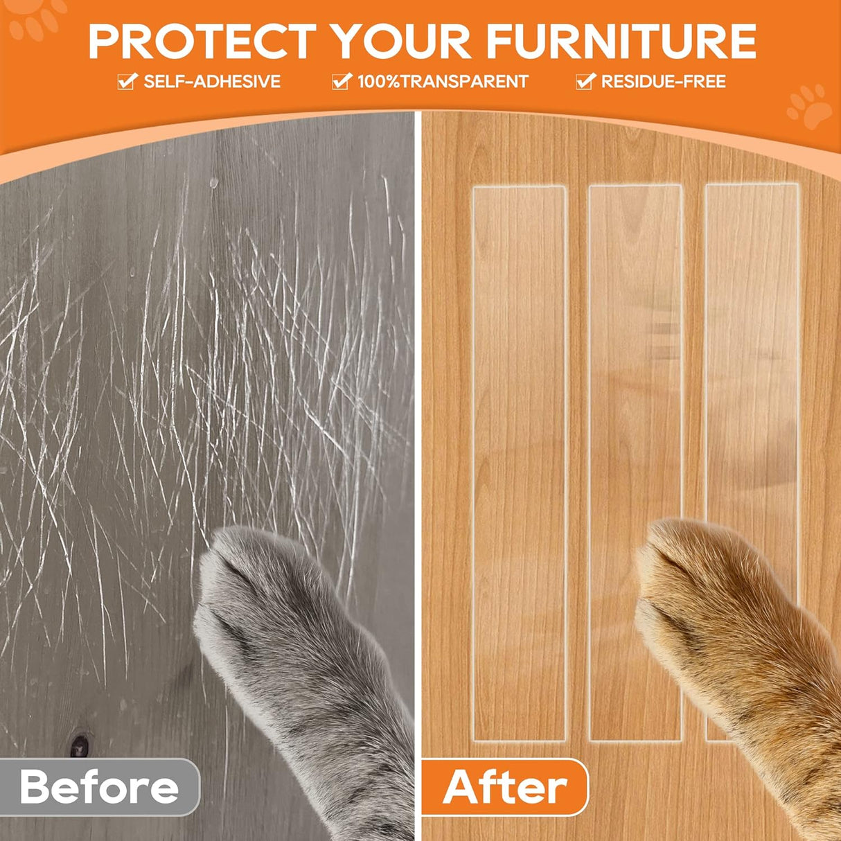 Protector de puerta contra arañazos de gatos transparente