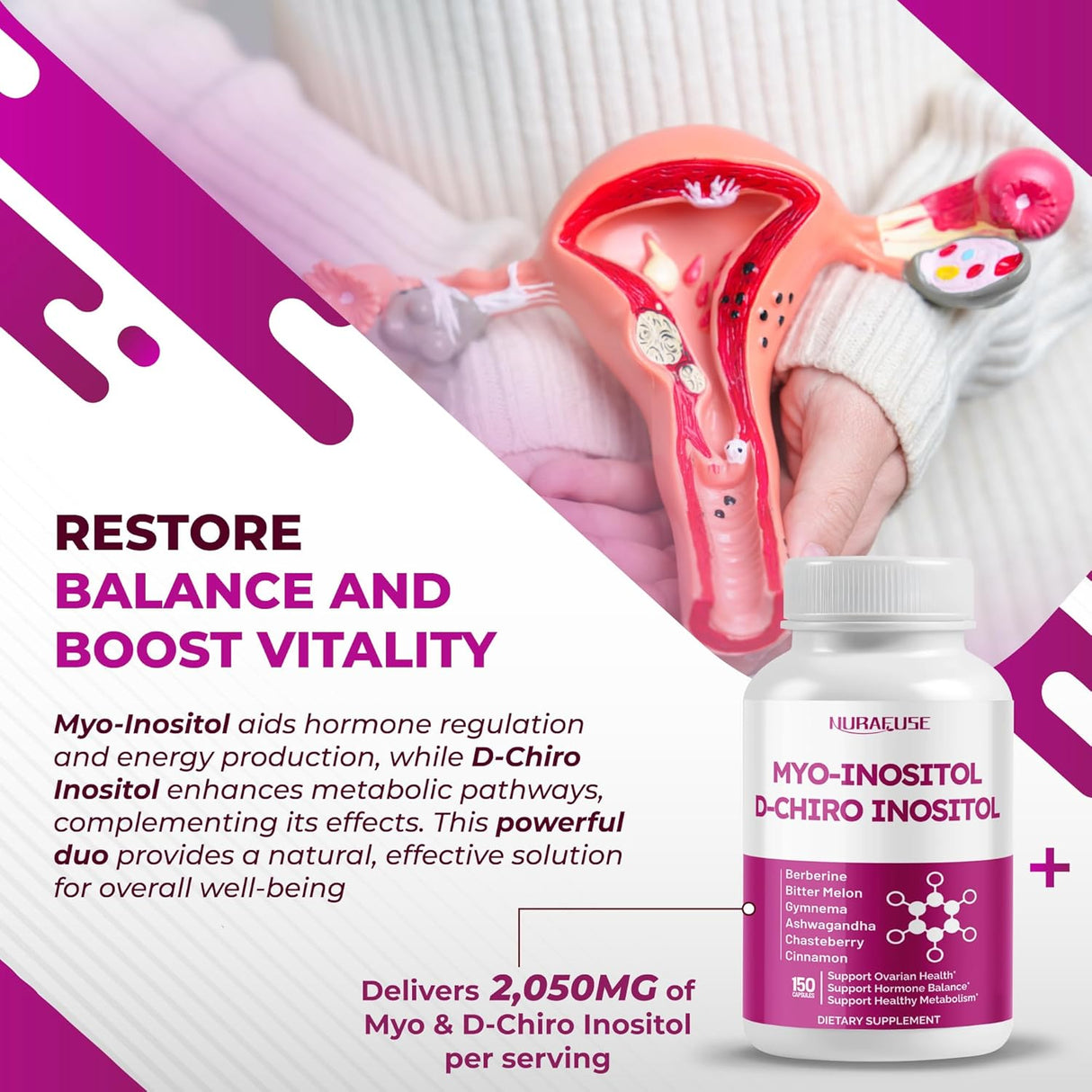 Suplemento de Inositol y Chasteberry, Balance Hormonal, USA
