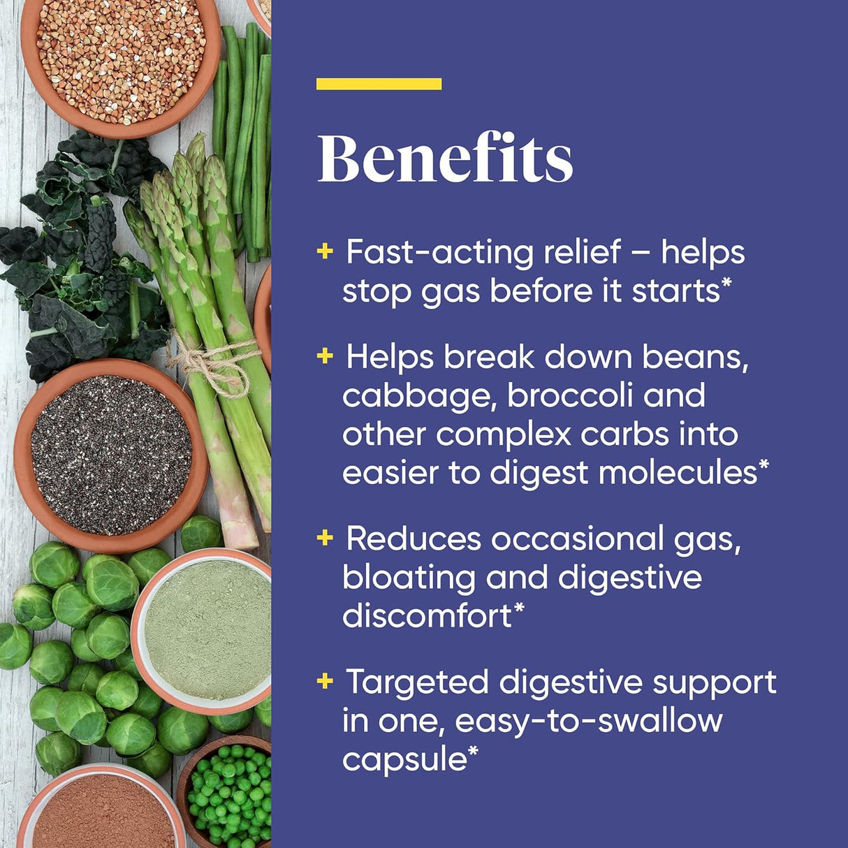 Suplemento enzimas digestivas de acción rápida para gases 30