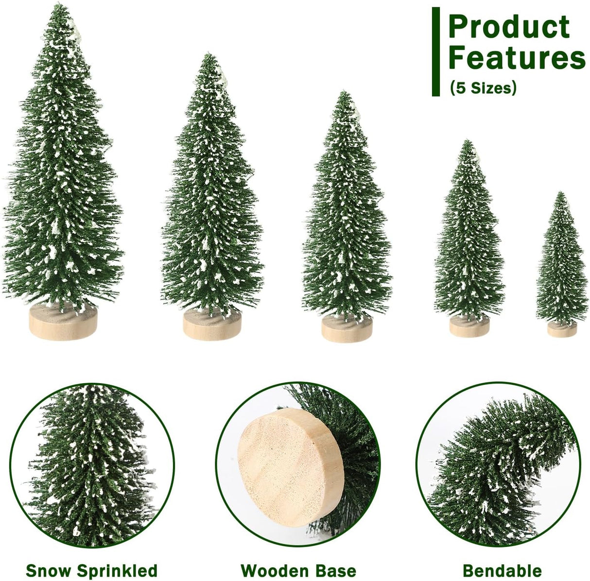 Árboles de Navidad Artificiales con Base de Madera para Decorar