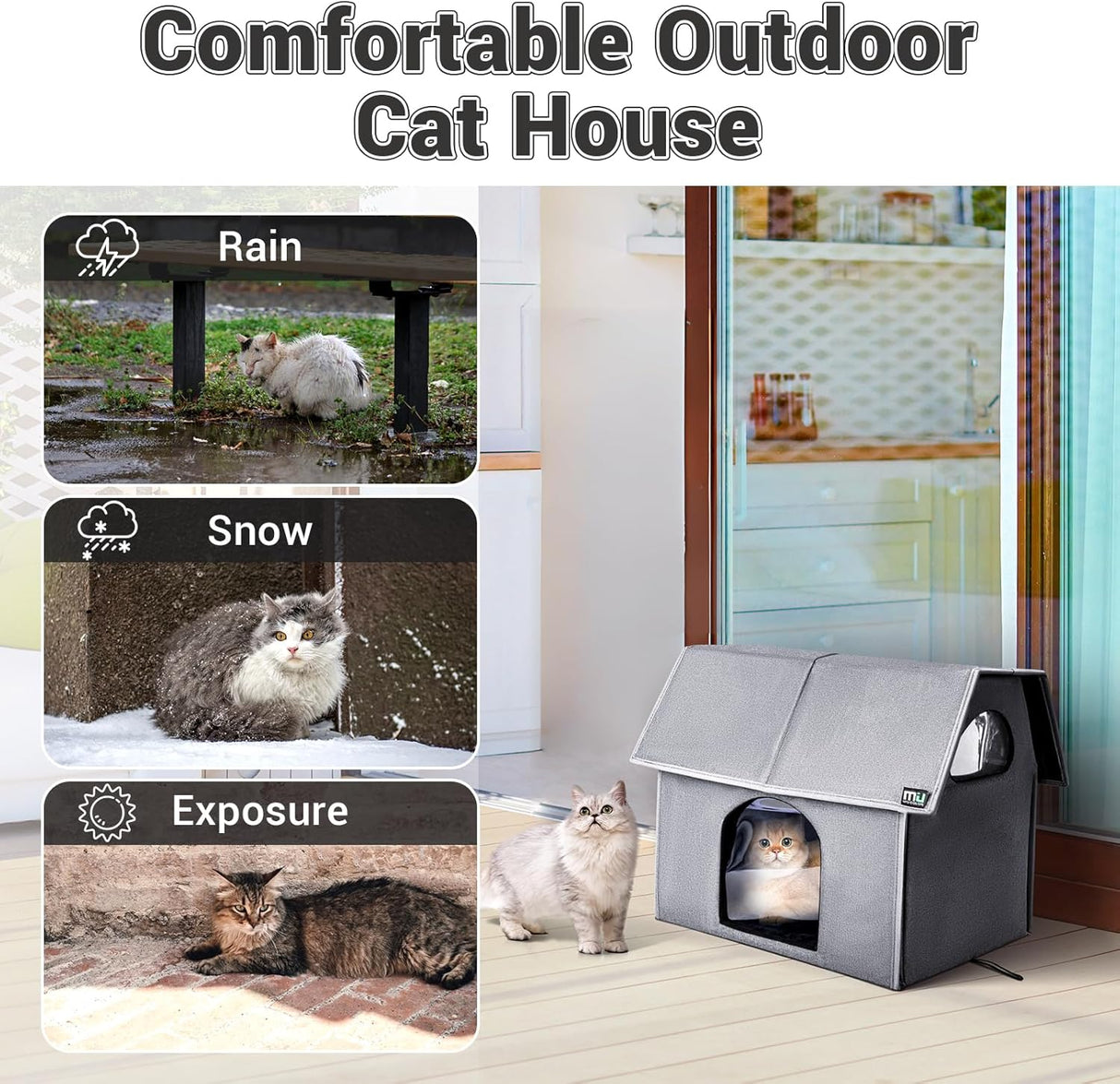 Casa para Gatos MIU Color, Aislada, Grande, 17.1 x 15 x 16.6