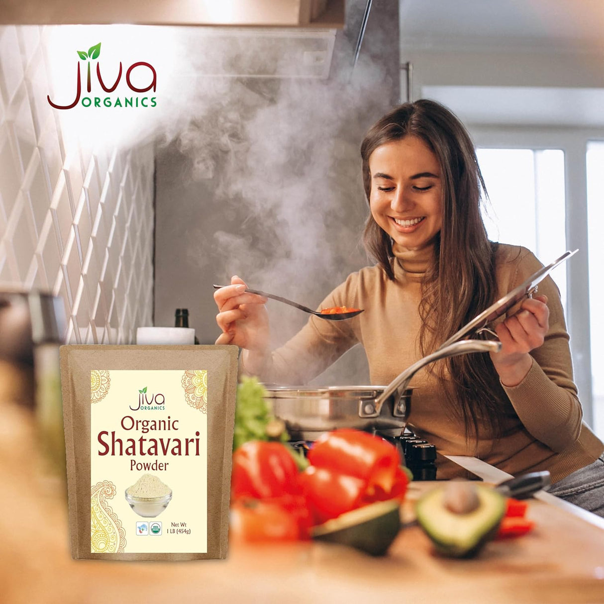 Jiva Organics Organic Shatavari Power Bolsa a granel de 1 lb