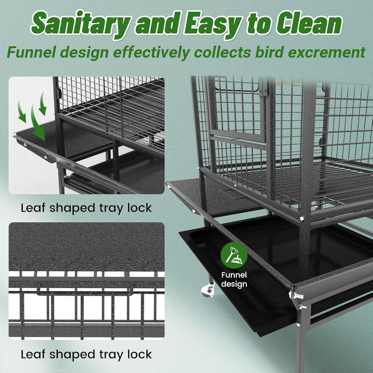 Jaula para pájaros de 82 pulgadas y bandeja inferior