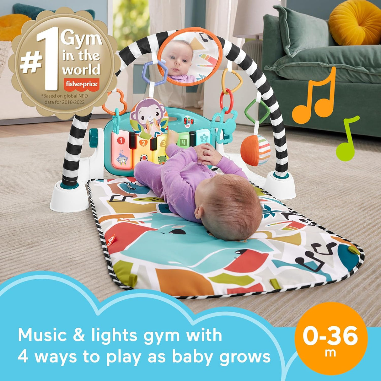 Gimnasio Musical Fisher-Price Kick & Play para Bebés 0+ Meses