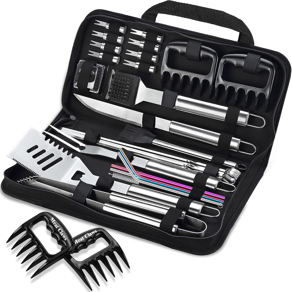 Juego de Utensilios de BBQ 27pcs ROMANTICIST, Acero Inoxidable