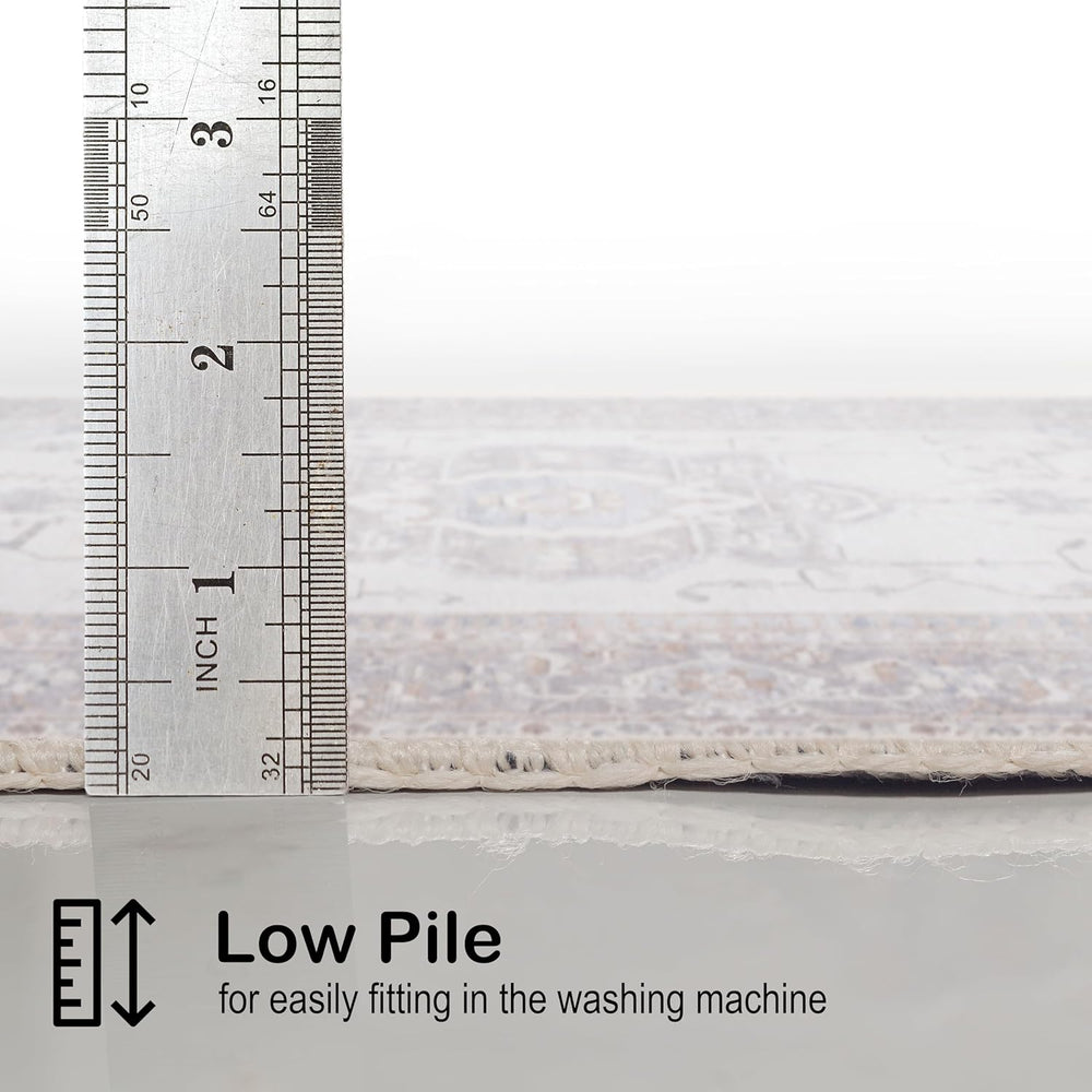 Alfombra Lavable 3x5 Adiva con Antideslizante, Vintage, 3'x5