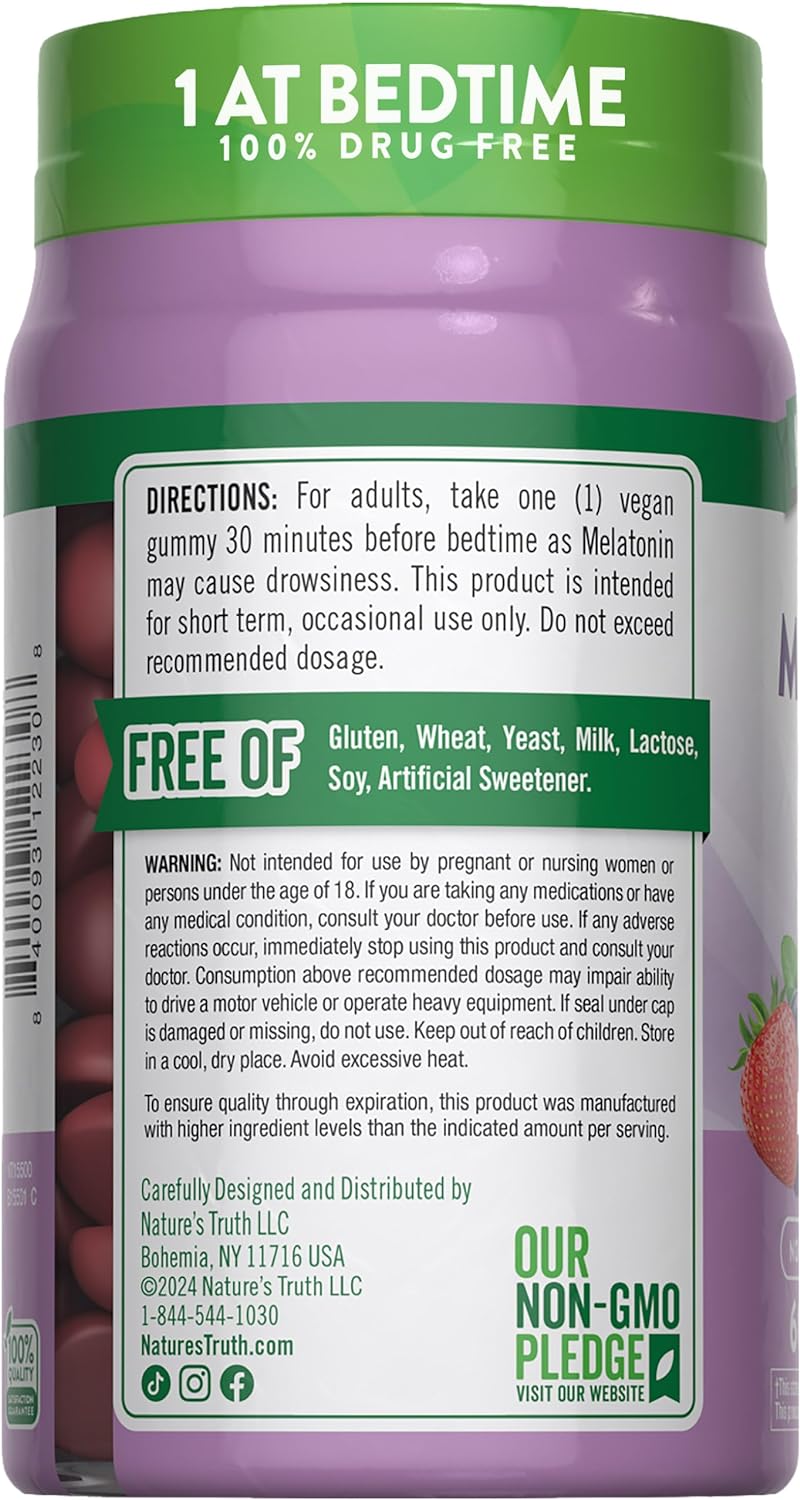 Natures Truth Gomitas de dormir 5 mg 60 unidades vegano baya