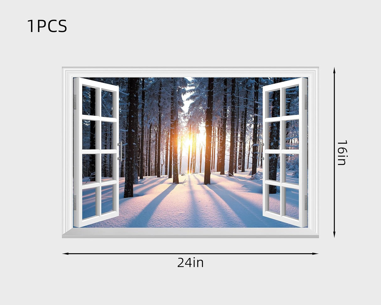 Adhesivo de pared falso para ventana mural de pared de nieve