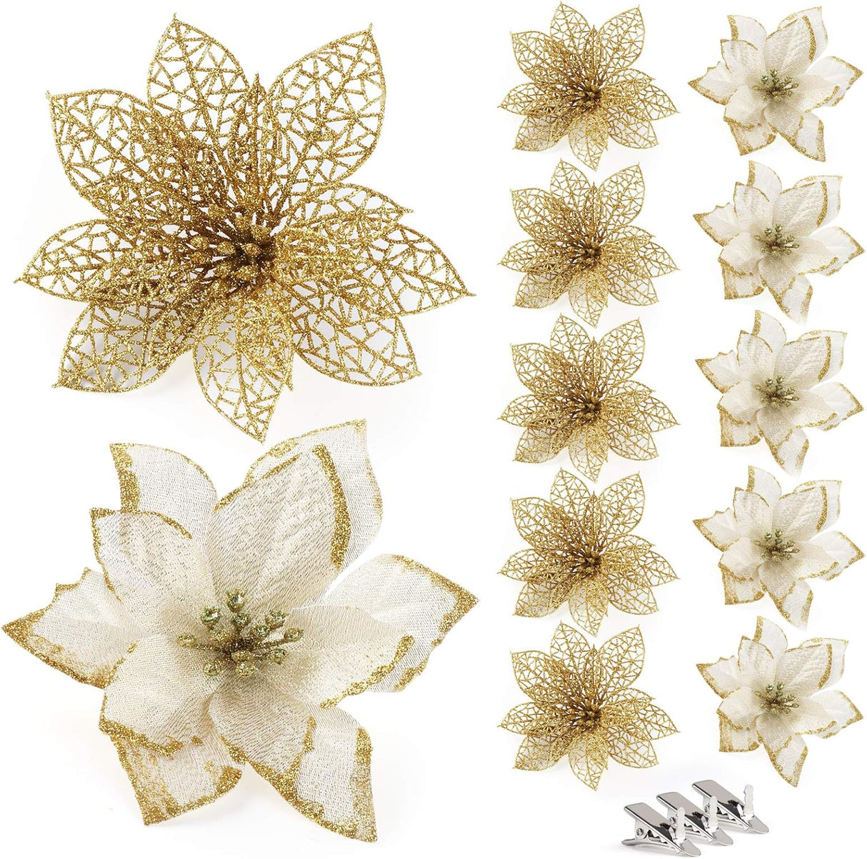 Flores Poinsettias Artificiales Ilauke 24Pcs 6 con Clips
